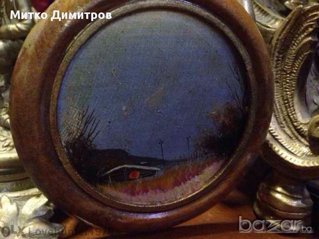 Картина стар малък пейзаж от руски автор-неподписан, снимка 2 - Картини - 10439592