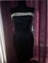 Черна рокля сатен с пайети , снимка 1