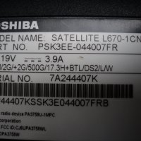 Лаптоп Toshiba SATELLITE L670-1CN, снимка 4 - Лаптопи за дома - 24892112
