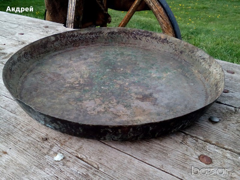 Старинна Бакърена тава,тепсия, снимка 1