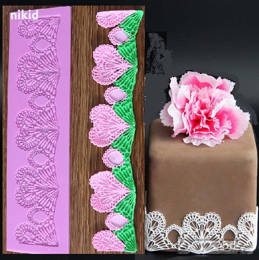 Забодени сърца дантела борд силиконов молд форма за украса торта с фондан шоколад гъмпейст, снимка 1