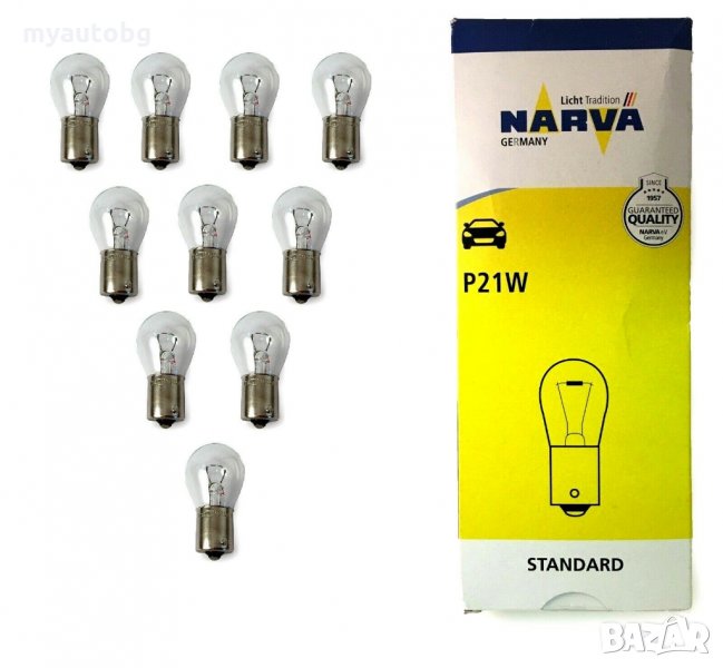 10 броя Комплект крушки BA15s P21W NARVA оригинал 12V, снимка 1