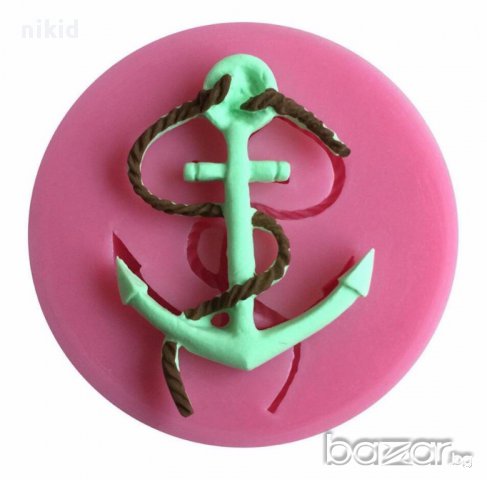 кръгъл силиконов молд котва за украса торта фондан сладки и др