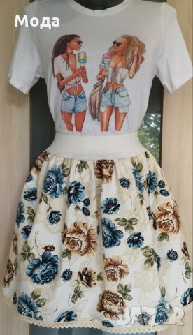 ПОЛА С ЛАСТИК ПРИНТ ПО ВАШИ РАЗМЕРИ  (висока талия ) НОВА, снимка 5 - Поли - 25159237