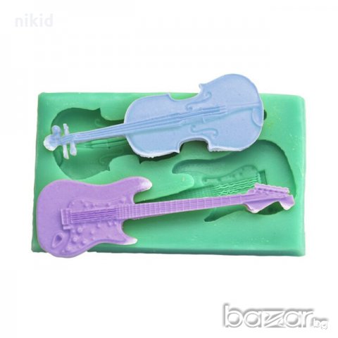 2 китари китара силиконов молд форма за декорация и украса торта фондан шоколад тесто, снимка 1 - Форми - 20668932