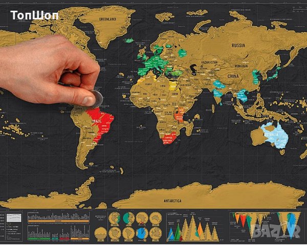 Скреч карта на света за пътешественици, снимка 3 - Картини - 22520427