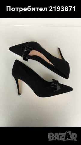 Елегантни черни велурени обувки Kurt Geiger номер 37 и номер 40, снимка 8 - Дамски обувки на ток - 24280076