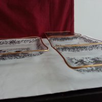 Ретро стъклени чинии с златен кант закалено стъкло ДДР, снимка 12 - Антикварни и старинни предмети - 20484709