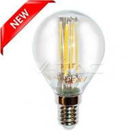LED лампа 4W Filament Сфера E14 Топло Бяла Светлина