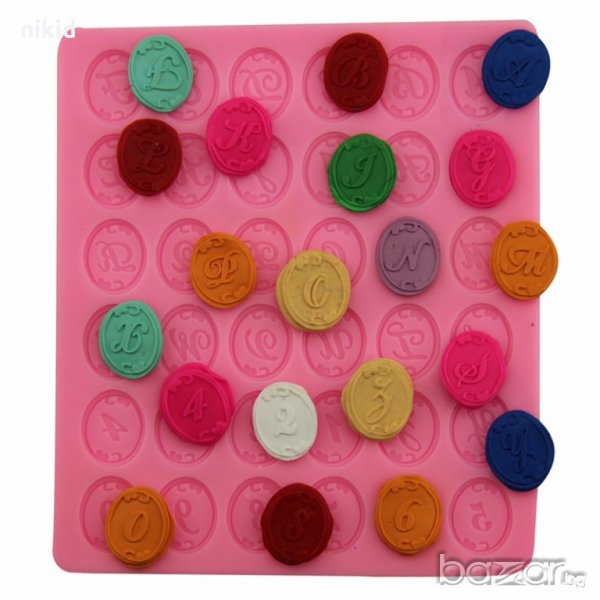Римски стил декорирани букви Латиница и числа цифри в овал силиконов молд форма декорация фондан , снимка 1