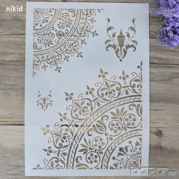 Ъгли орнаменти голям борд кант стенсил шаблон за спрей торта украса кекс декорация Scrapbooking, снимка 1