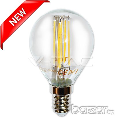 LED лампа 4W Filament Сфера E14 Топло Бяла Светлина, снимка 1