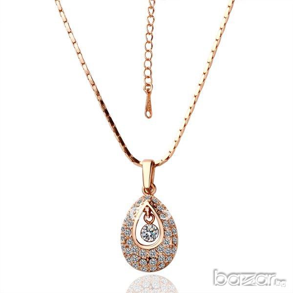 Колие позлатено с 18к злато с Сваровски кристали и Цирконий -№23, снимка 1