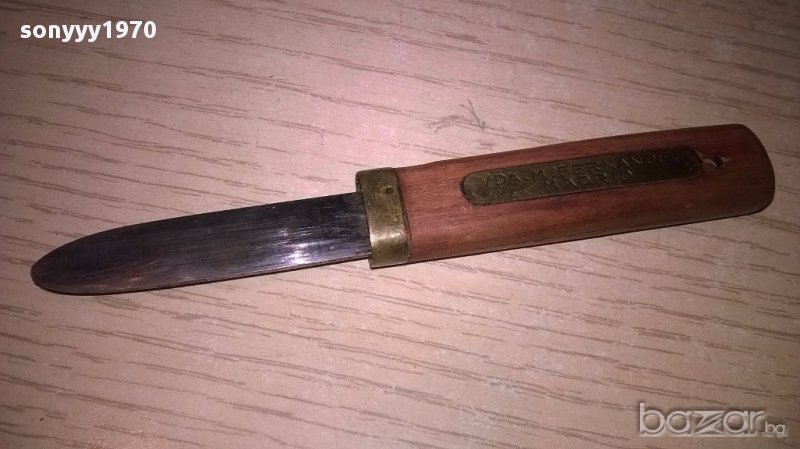 Ретро нож за колекция-11см-дърво/месинг-внос швеицария, снимка 1