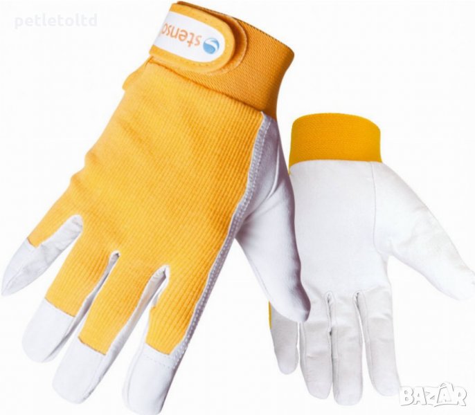 Работни ръкавици с естествена кожа и трико, снимка 1