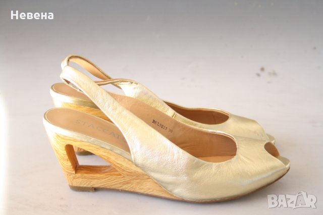 Сандали, естествена кожа, светло злато номер 38, снимка 1
