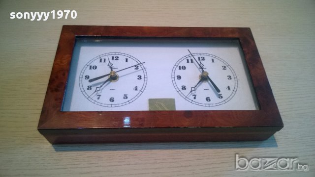 herraiz-quartz-двоен дървен часовник-25/15/7см-внос швеицария, снимка 4 - Други ценни предмети - 10409911