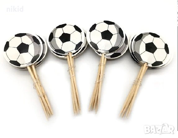 24 бр Футболна топка футбол топери клечки за мъфини декорация рожден ден парти, снимка 2 - Други - 23492938
