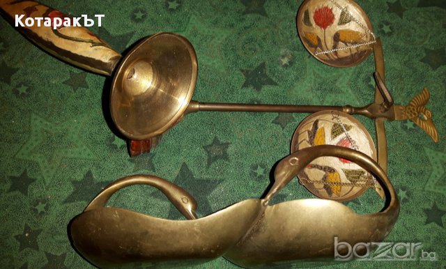 Уникални Старинни Месингови - Ваза, Везни и Бомбониера, снимка 5 - Антикварни и старинни предмети - 16831659