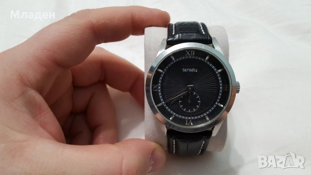 Мъжки стилен часовник TENSITY с черна кожена каишка, снимка 1