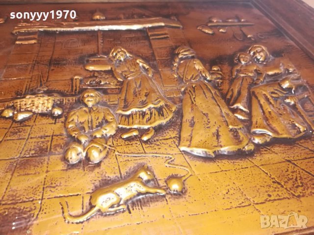 ГОЛЯМА картина-релефна-мед/месинг-73х52см-внос швеицария, снимка 9 - Антикварни и старинни предмети - 21518531
