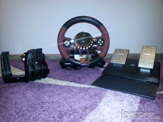 Кормило Hama Thunder V5 (USB с вибрации – PC/PS3), снимка 2 - Аксесоари - 13307035