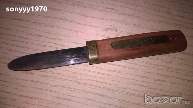 Ретро нож за колекция-11см-дърво/месинг-внос швеицария