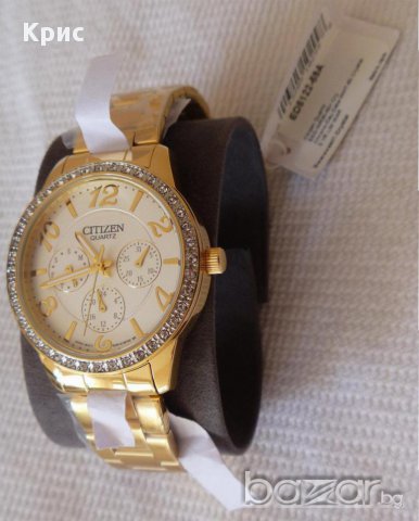 Нов ! Ръчен часовник Цитизен Сваровски Златен цвят, Citizen Swarovski Gold ToneED8122-59A, снимка 3 - Дамски - 12154134