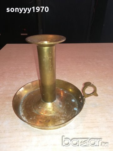 АНТИКА-свещник с място за пръст-15х13см-внос швеицария, снимка 7 - Антикварни и старинни предмети - 21104061