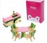 комплект за детска играчка дървена къща обзавеждане за кухня мивка с маса и 4 стола, снимка 1 - Играчки за стая - 24593030