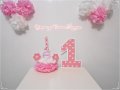 украса за първи рожден ден розово и бяло, снимка 9