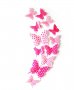 3D 12 бр pvc розови на бели точки самозалепващи пеперуди декорация за стена и мебел, снимка 1 - Декорация за дома - 22590808