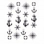 7015 черни котви компас татос ваденки водни стикери за нокти маникюр, снимка 2