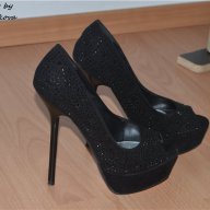 Черни обувки на висок ток, снимка 2 - Дамски обувки на ток - 12949865