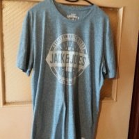 Мъж.тениска-"JACK & JONES"/-полиестер+памук+вискоза/-синя. Закупена от Германия., снимка 1 - Тениски - 21861788