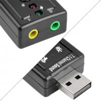 Универсален Мини Аудио Адаптер USB 3D 7.1 Канална Звукова Карта + 3.5mm Интерфейс за Микрофон, снимка 2 - Аудиосистеми - 21021877
