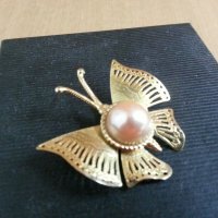 ретро брошка с перла, снимка 1 - Антикварни и старинни предмети - 25134657