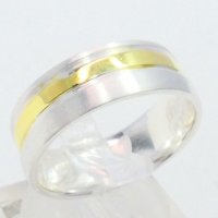 Сребърен пръстен/халка двуцветен 925 позлатен, снимка 5 - Пръстени - 23584967
