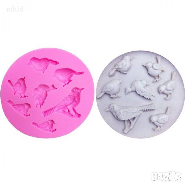 7 птички врабче  силиконов молд форма декорация торта мъфини украса, снимка 1