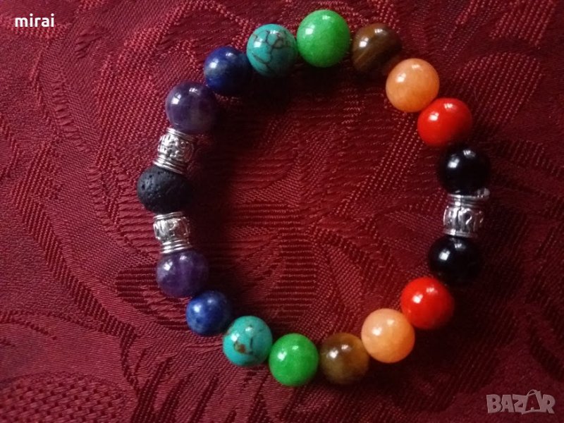 Йога гривна с естествени камъни 10мм. - "7 чакри" по 2 14,90-20%=11,90, снимка 1