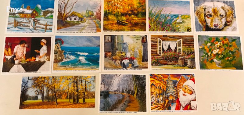 Фотоси с репродукции на рисунки, рисувани от инвалиди - рисувани са или с крака, или с уста, снимка 1