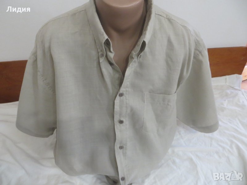 Мъжка риза с къс ръкав от лен Lerros , снимка 1