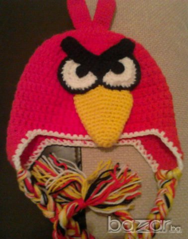 Плетена зимна шапка angry bird, снимка 3 - Шапки, шалове и ръкавици - 6586719