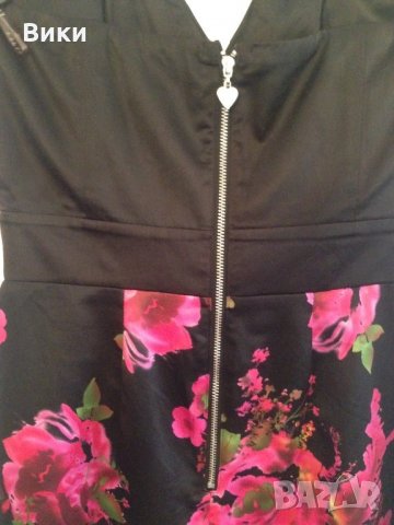 Черна рокля на цветя, снимка 8 - Рокли - 22775391