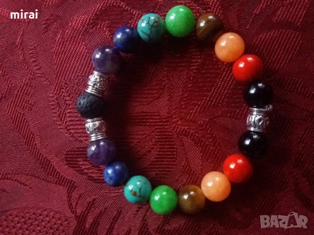 Йога гривна с естествени камъни 10мм. - "7 чакри" по 2 14,90-20%=11,90, снимка 1