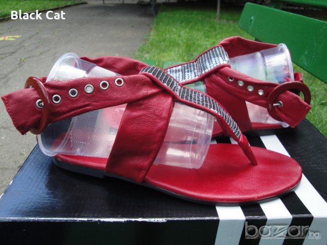 Червени кожени дамски сандали "Ingiliz" / "Ингилиз" (Пещера), естествена кожа, летни обувки, чехли, снимка 12 - Сандали - 7608732