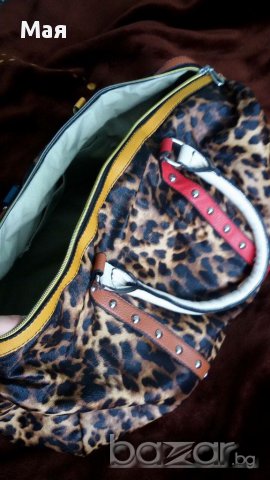 Дамска голяма чанта- сак . Еко кожа . Леопард