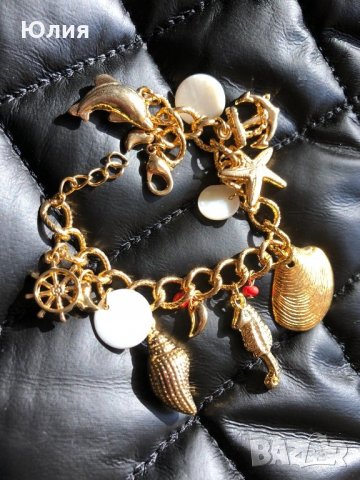 Златиста гривна с морски мотиви, снимка 2 - Гривни - 24064753