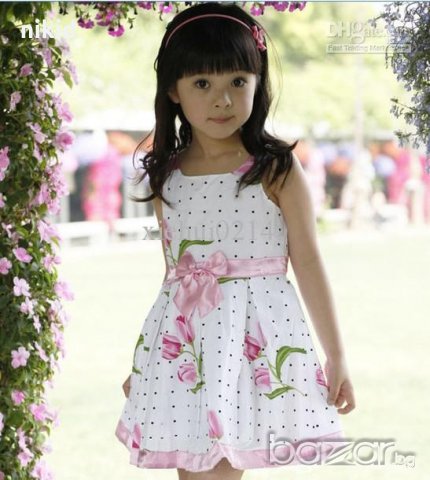 нежни цветя бял фон детска рокля, снимка 3 - Детски рокли и поли - 18649230