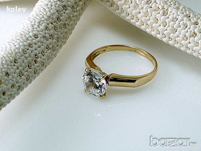 Златен пръстен ГОДЕЖЕН с цирконий 2.11 грама, размер 55, снимка 3 - Пръстени - 17205634